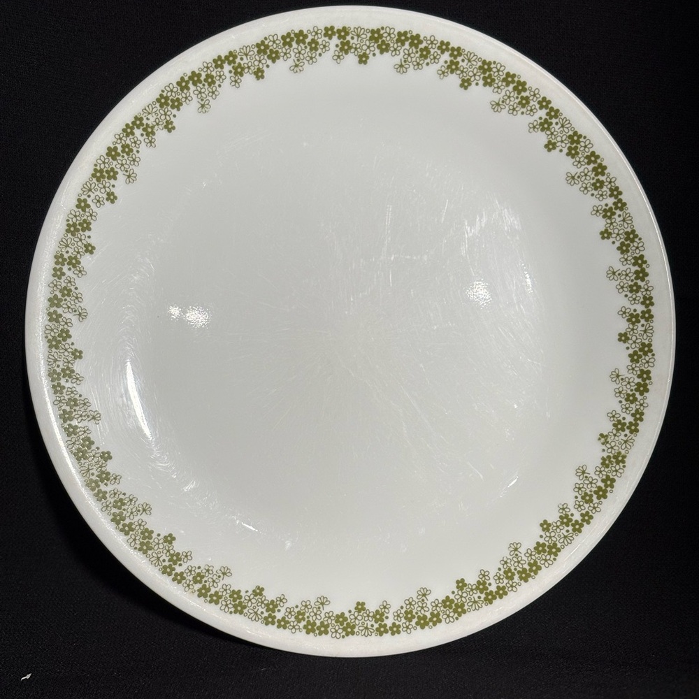 Corningware White Plate with Green Floral Design